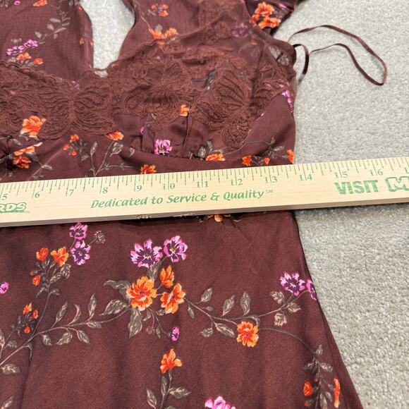 Free People Butterfly Babe Cap Sleeve Midi Dress Satin Sml Fairy Cottage Regency - Picture 13 of 15